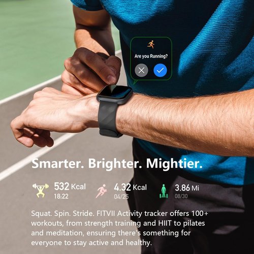 FITVII Health & Fitness Tracker - Smart Watch with 24/7 Heart Rate, Blood Pressure & Sleep Tracking