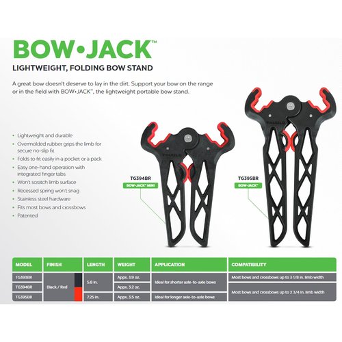 TRUGLO Bow Jack Lightweight Durable Portable Folding Bow Stand for Bowhunting - Mini Leg Length (5.8 in.); Wide Limb Width (up to 3.125 in.)