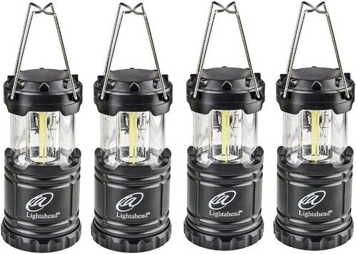Lightahead Portable Outdoor LED Camping Lantern Set - Collapsible & Ideal for Emergencies | Black