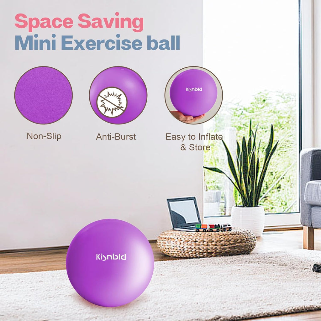 Small Exercise Ball - 9 Inch Mini Pilates Ball | Anti-Burst & Slip Resistant for Home Gym & Office Workouts