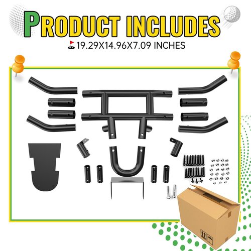 Front Brush Guard Compatible with EZGO RXV 2008-2015, Heavy Duty Combined Steel Front Bumper Guard with Black Powder Coated Finish for E-Z-GO Golf Cart Accessories