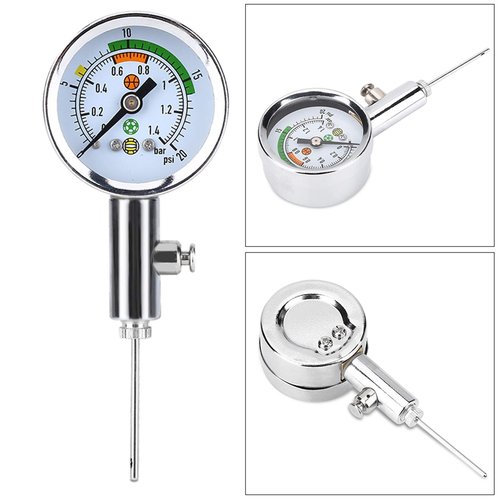 Ball Pressure Gauge, Heavy Duty Metal Mini Air Pressure Gauge Barometer Tool for Basketball, Football, Volleyball