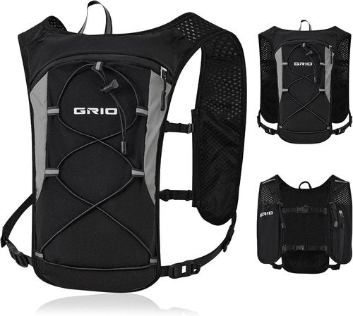 GRIO Hydration Running Vest - Lightweight Water Backpack with 1.5L Bladder | Breathable & Reflective for Hiking, Cycling, Marathon