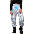 Perfashion Metallic Cargo Pants 4 5t for Girls Silver Hip Hop Dance Joggers Sweatpants for Little Girls Disco 80 S