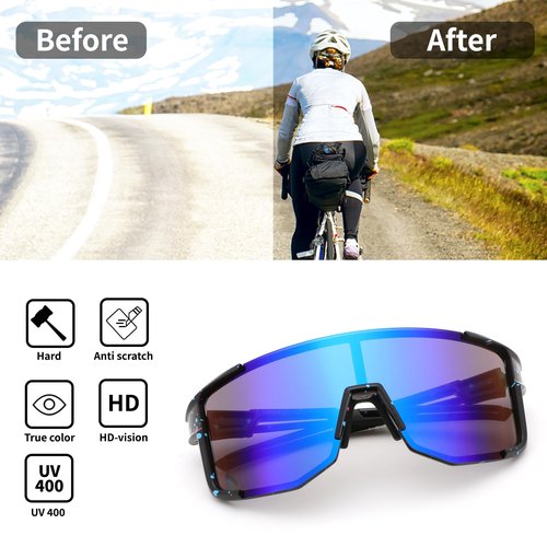 FEISEDY Cycling Glasses Sports Sunglasses for Men Women, Lightweight TR90 Frame UV400 MTB Running Fishing Baseball B0224