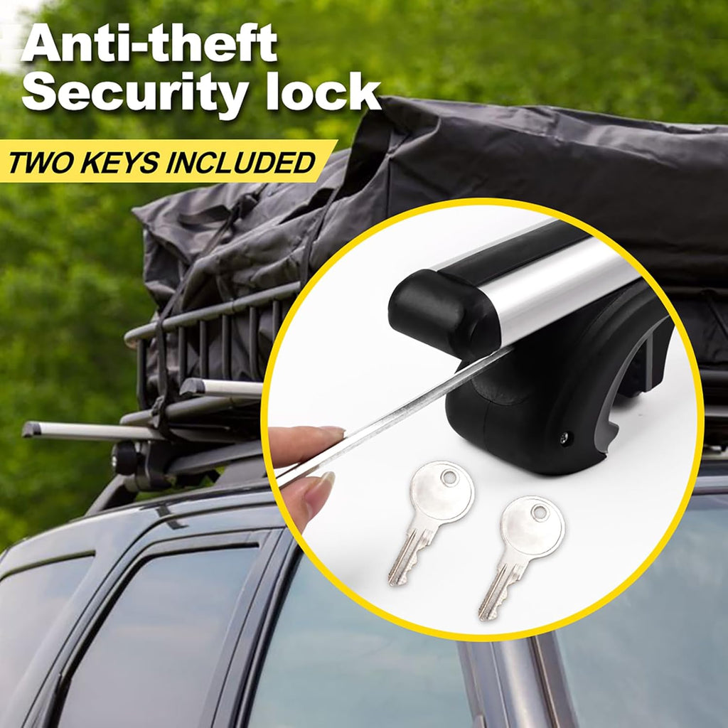 Stay There Car Roof Rack Cross Bars - 56” Aero Thick Aluminum | Adjustable Universal Fit for Most Vehicles, 200 lbs Capacity