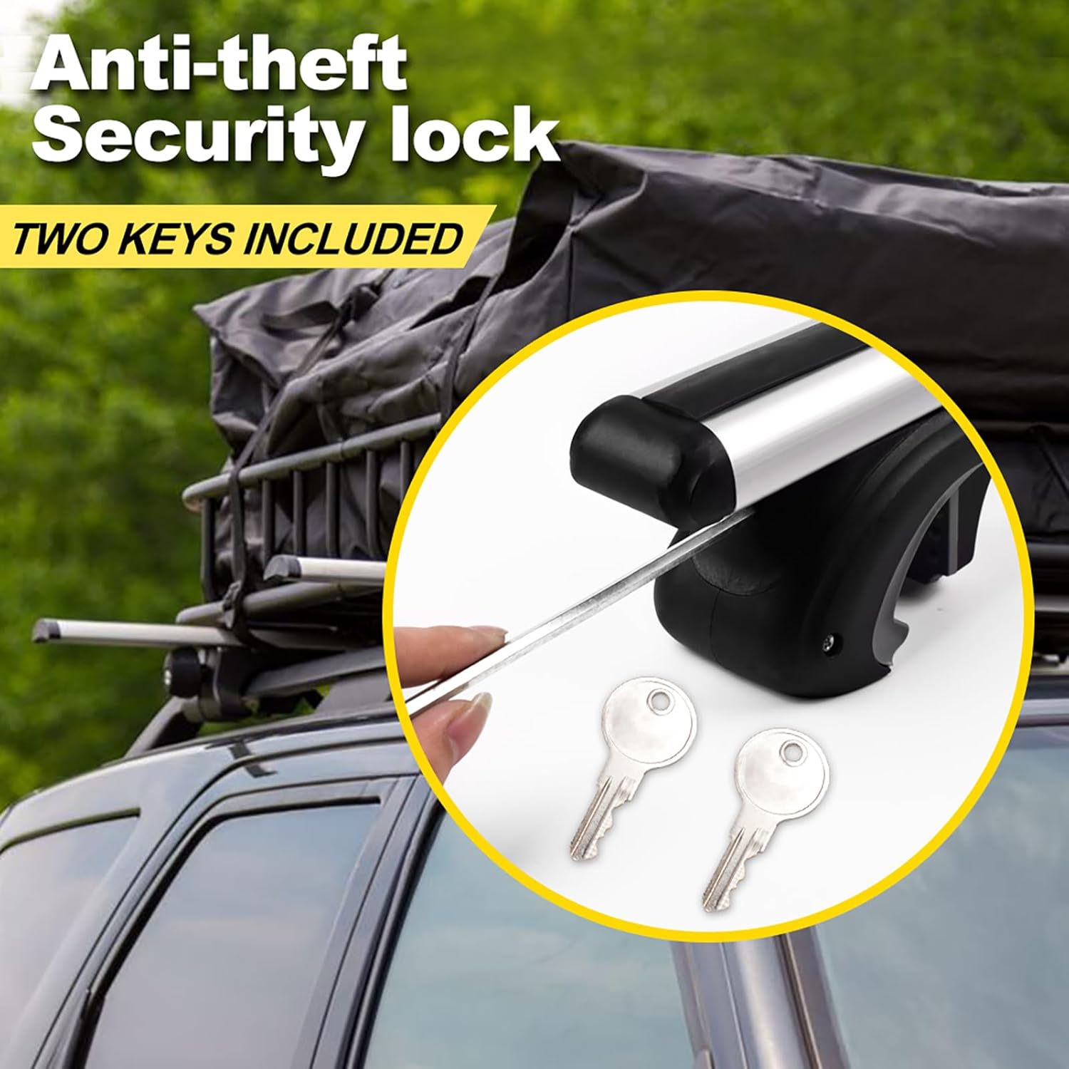 Stay There Car Roof Rack Cross Bars - 56” Aero Thick Aluminum | Adjustable Universal Fit for Most Vehicles, 200 lbs Capacity