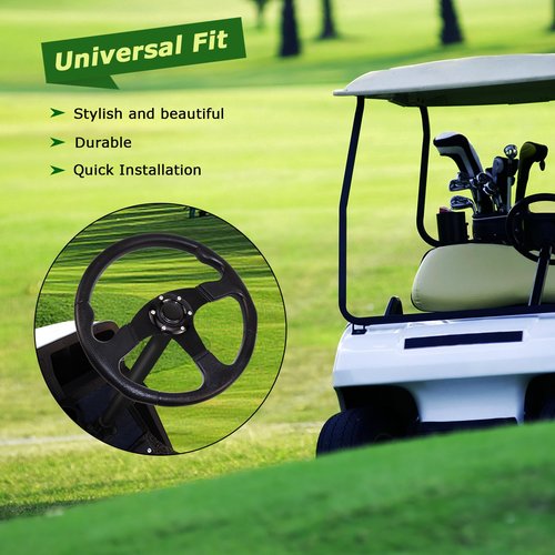 VOONKE Universal Golf Steering Wheel Ergonomic Fit for Club Car DS for Club Car DS Precedent for EZGO for Yamaha Golf-Frame Black