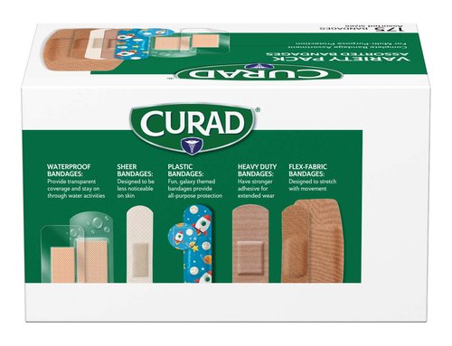 Curad Family Bandage Variety Pack - Waterproof, Flex-Fabric, Heavy Duty | 175 Count, 4 Styles Included