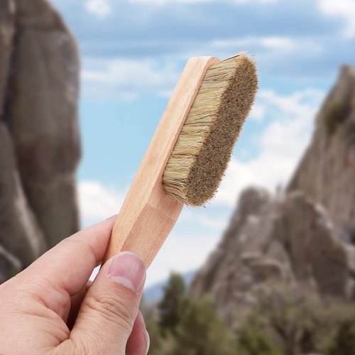 Premium Rock Climbing Brush with Thick Ultra Durable Boar's Hair Bristles, Bouldering brush with strong handle, Uni-sex Boulder Brushes as Rock Climbing Gift for Rock Climbers (CJ-CB2033A + CJCB2045B)