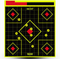 Splatter Adhesive Shooting Target Stickers by [Brand Name] - Fluorescent Yellow, 12x13 Inch, Ideal for Handguns & Rifles (10/25/50 Pack)