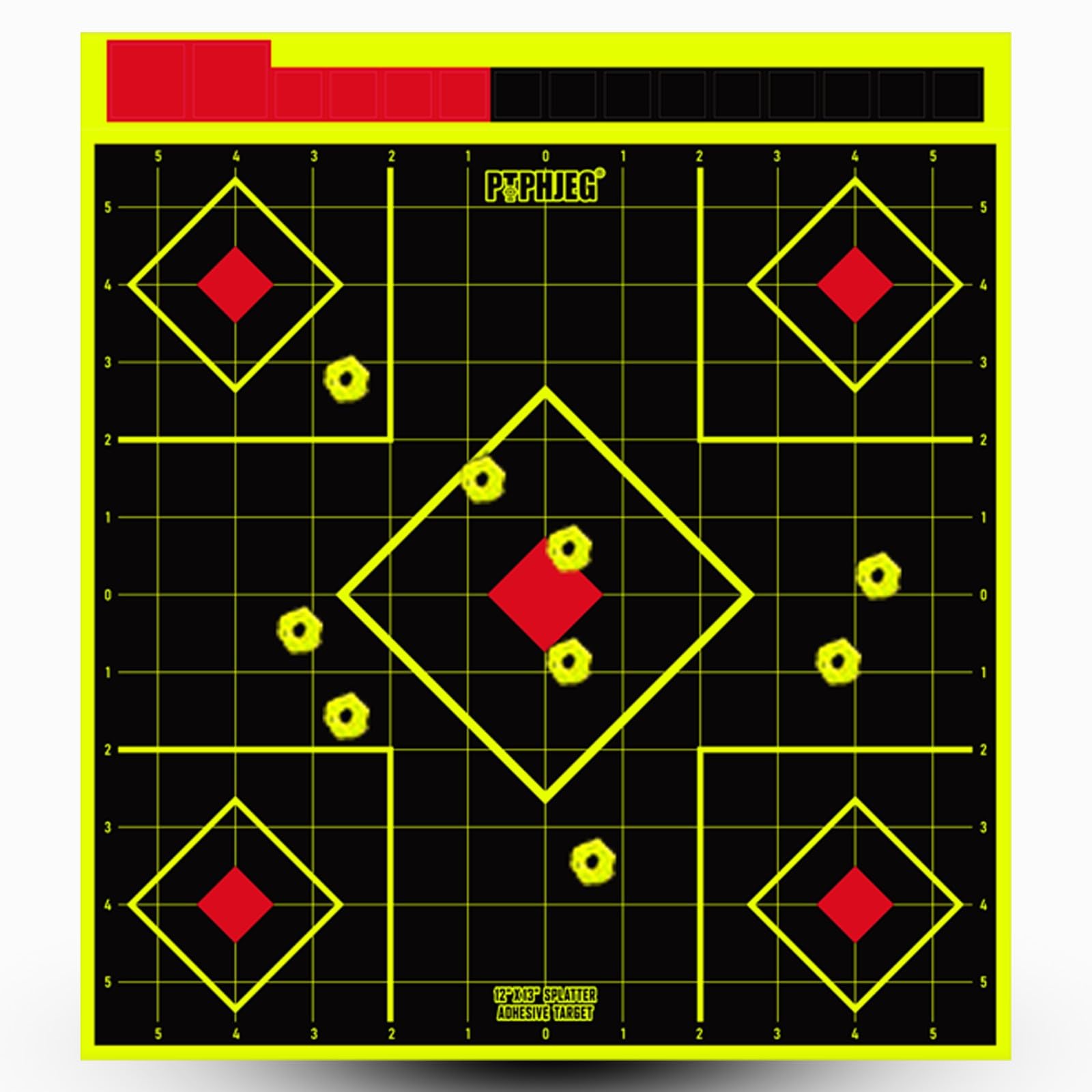 PTPHJEG 12x13 Inch Splatter Adhesive Fluorescent Yellow Shooting Target Stickers - Compatible with Handguns, Rifles, BB Guns, Airsoft, Pellet Guns (25 Pack)