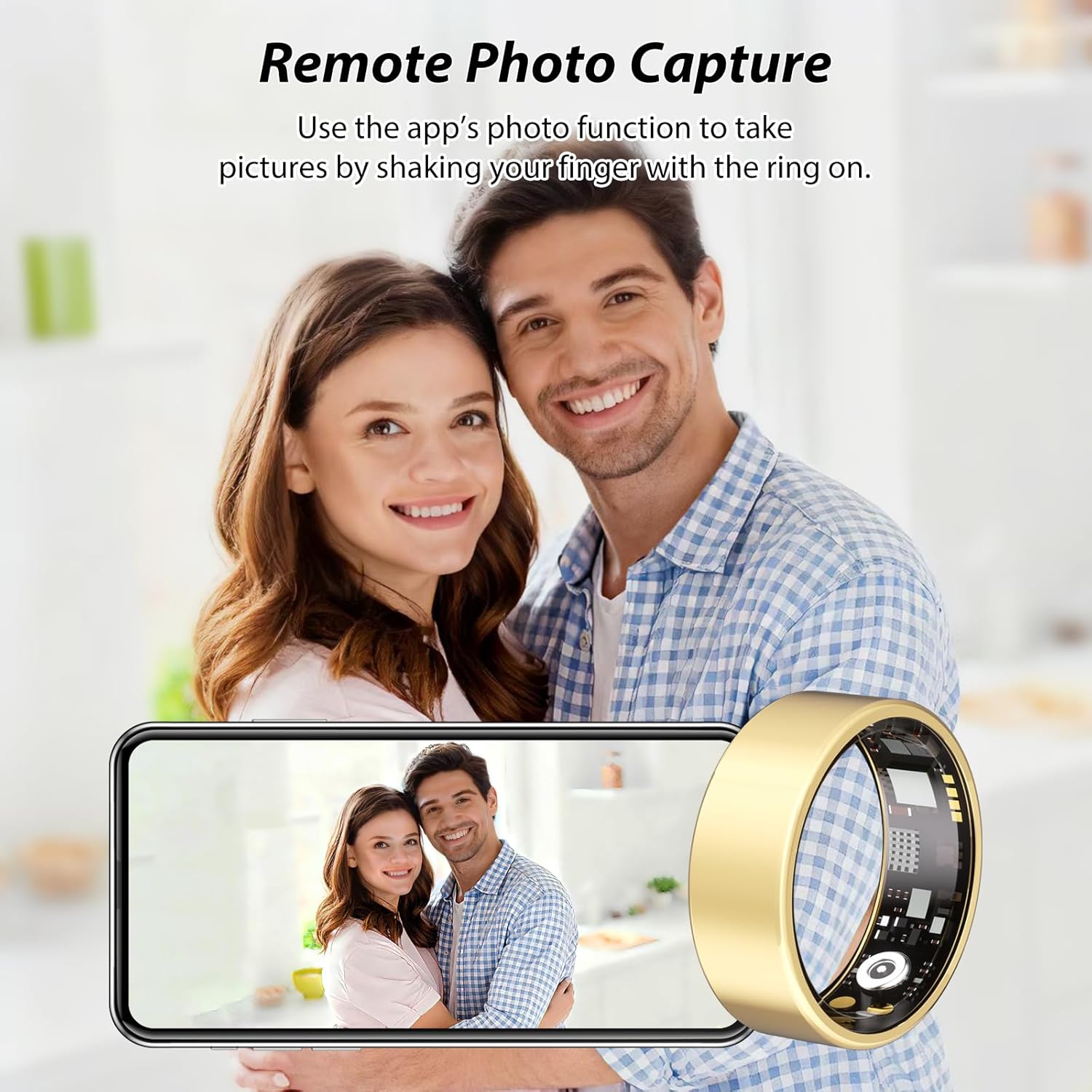 Smart Health - Fitness Ring for Men & Women | Heart Rate, Blood Oxygen & Sleep Tracker - Gold, Size 8