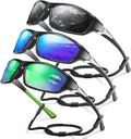 Skiennix Polarized Sports Sunglasses - UV Protection for Men | 3 Pack for Cycling, Fishing, Driving