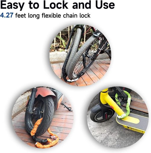 NDakter Heavy-Duty Bike Lock - 5-Digit Combination Anti-Theft Chain Lock | 2.62 to 6 Ft Length, High Security