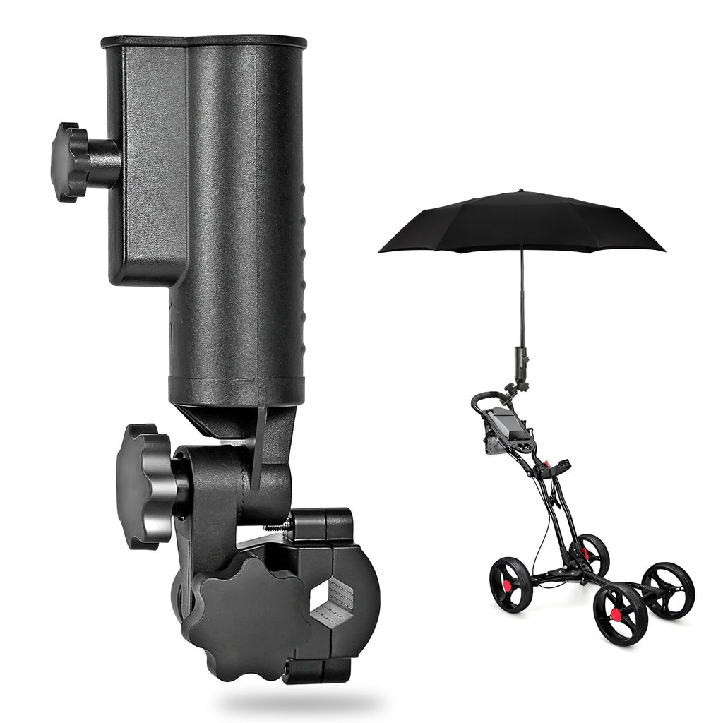 SANXIACAR Heavy-Duty Golf Push Cart Umbrella Holder Aluminum Base 180° Adjustable for Stroller Bike Wheelchair Bicycle Mobility Scooter Beach Chair Universal Windproof Umbrella Mount
