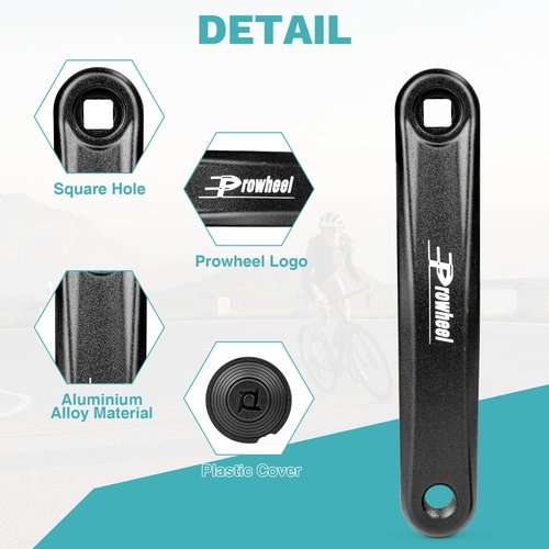 WEEROCK Prowheel Bike Left Crank Arm 170 mm Aluminium Alloy Square Hole with Plastic Dustproof Cover Bicycle Replacement Prat