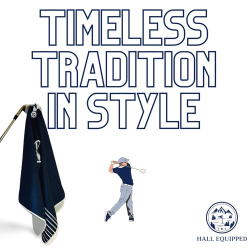 Hall Equipped EquipPro Golf Towel | Tour Size Premium Magnetic Microfiber Waffle Design, Center Cut Hanging Club Loop & Snap Button Bag Loop for Men and Women (The Classic)