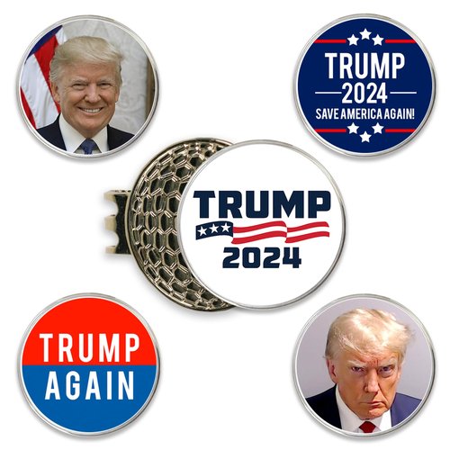 DA VINCI President Donald Trump 5 Golf Ball Markers Set with a Magnetic Hat Clip 2024 Election - Printed in The USA