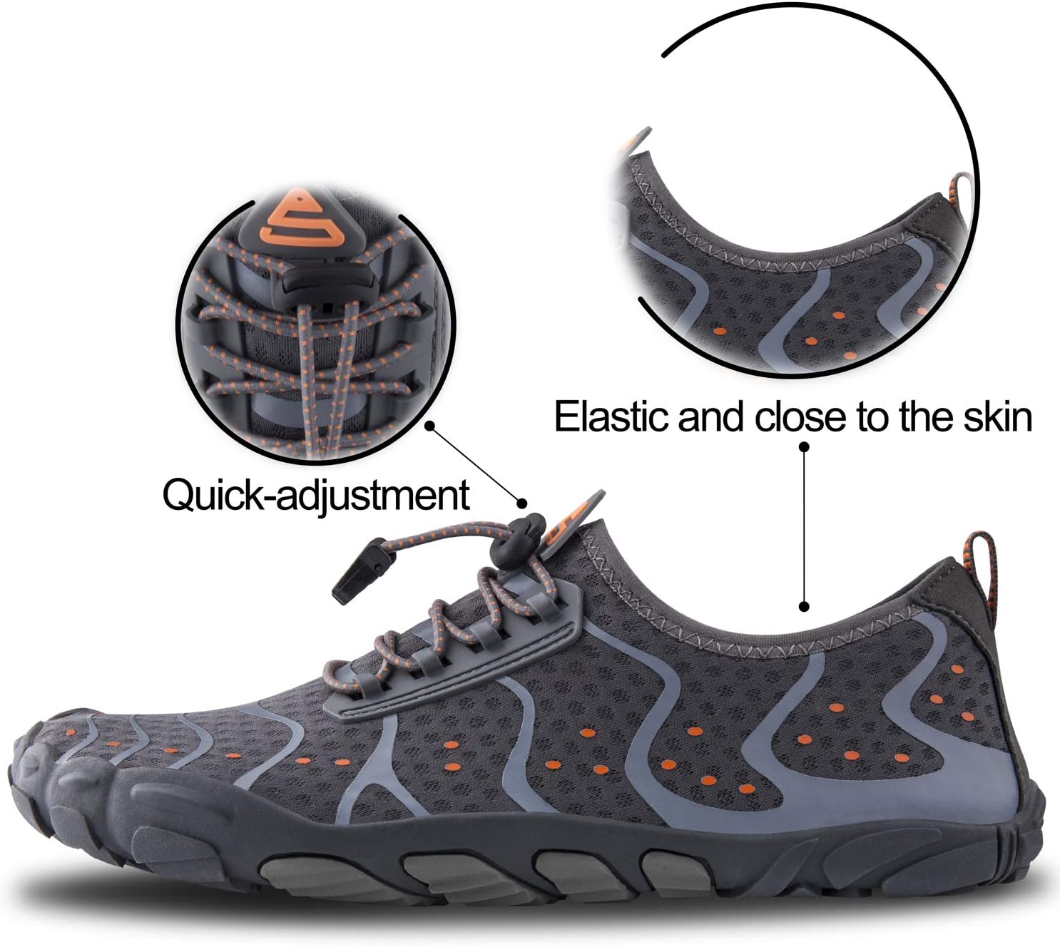 SEEKWAY Water Shoes - Quick-Dry Barefoot Aqua Footwear for Beach, Pool, and Hiking | Gray SP001