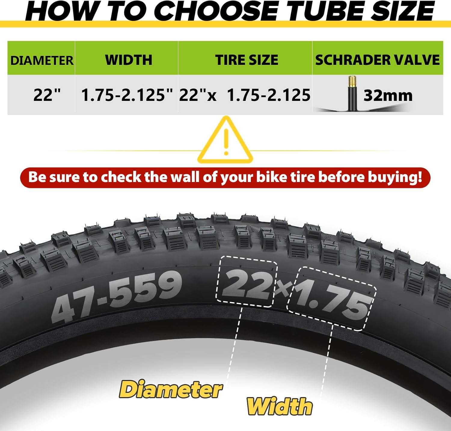 Reliable Bicycle Tube - 2 Pack with Tire Levers & 32mm AV Schrader Valve | Fits 12"-29" Bikes