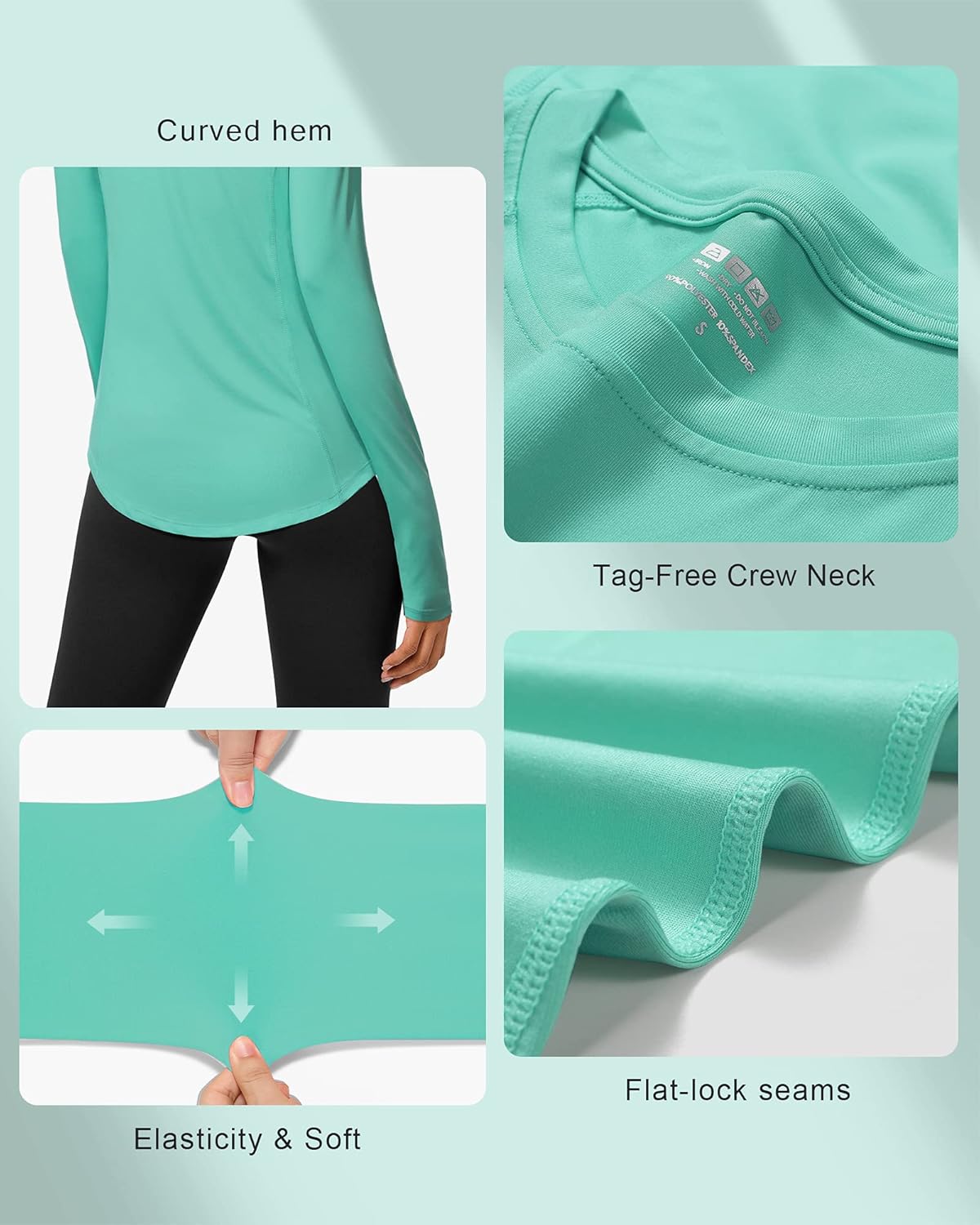 Roadbox Women's UV Sun Protection Long Sleeve Workout Rash Guard - UPF 50+ Swim Top