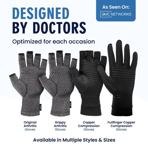 Dr. Frederick's Original Copper Compression Arthritis Gloves - Doctor-Developed Hand Pain Relief for Arthritis, Carpal Tunnel & Tendonitis - All-Day Comfort, Typing & Daily Use - Fingerless, Medium