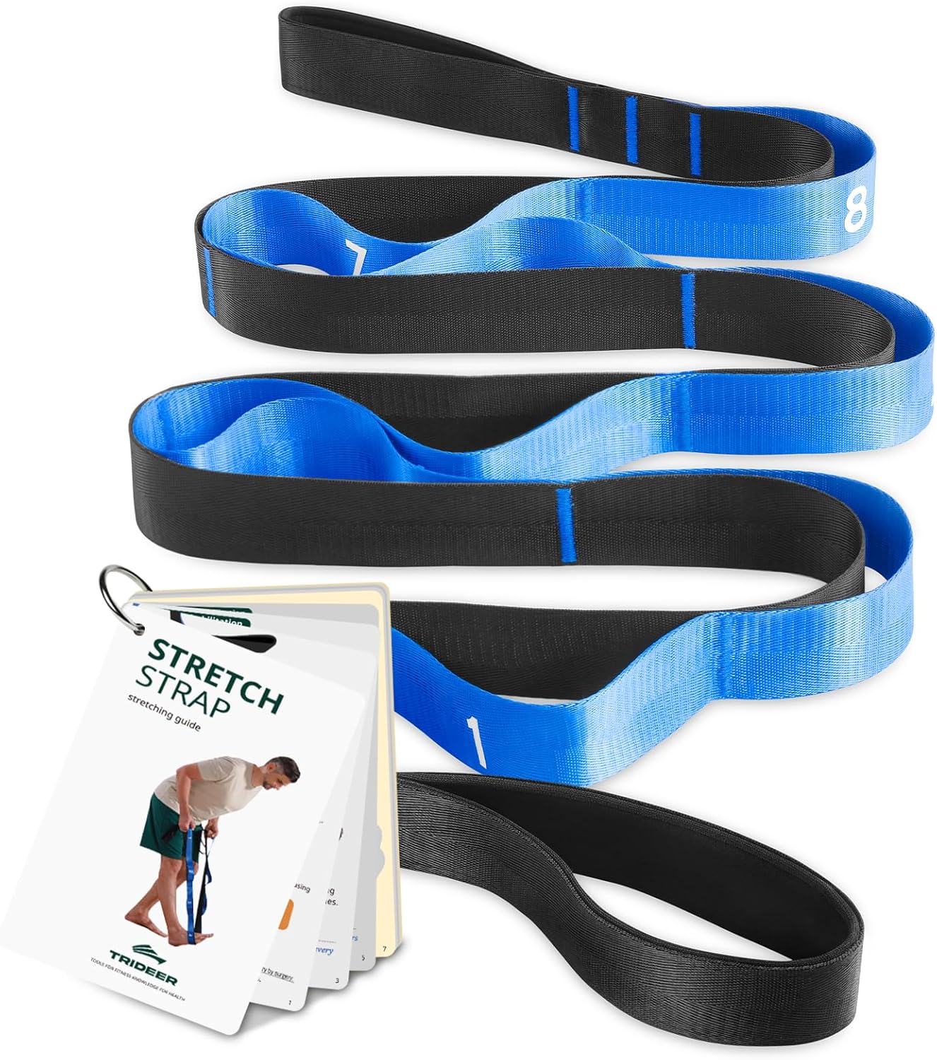 Trideer Yoga Straps - Durable Non-Elastic Stretching Straps with Loops for Flexibility & Therapy