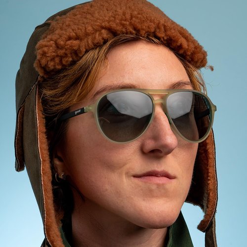 Goodr Buzzed On The Tower Polarized Aviator Sunglasses - Large Green Frames with Gradient Lens & UV400 Protection