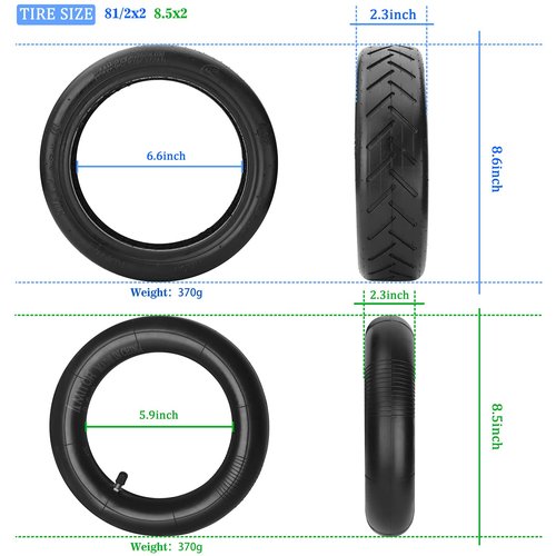 Amitor 8.5 Inch Scooter Tire Tube, 8 1/2 x2 Electric Scooter Replacement Wheels and Inner Tube, 50/75-6.1 Compatible for Xiaomi Pro 2 M365 Pro 1S, Electric Scooter 8.5 Inch Non-pneumatic Tires