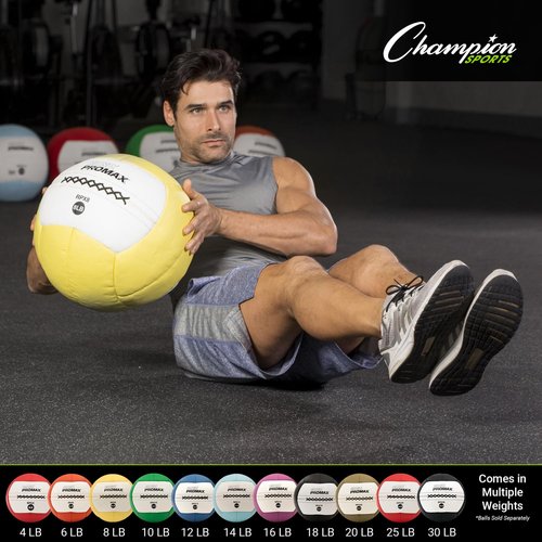 Champion Sports RPX6 Rhino Promax Slam Balls, 6 lb, Soft Shell with Non-Slip Grip, Medicine Wall Exercise Ball for Weightlifting, Plyometrics, Cross Training, & Home Gym Fitness
