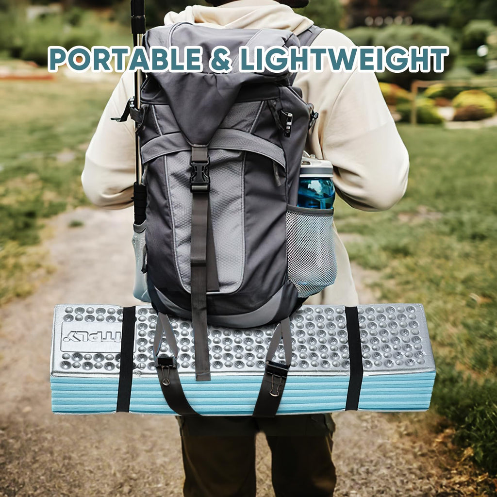 Ultralight Foam Sleeping Pad, Waterproof Closed Cell Foam Pad for Superior Insulation, Folding Sleeping Mat for Compact Storage, Foldable and Portable for Hiking and Camping (Blue)