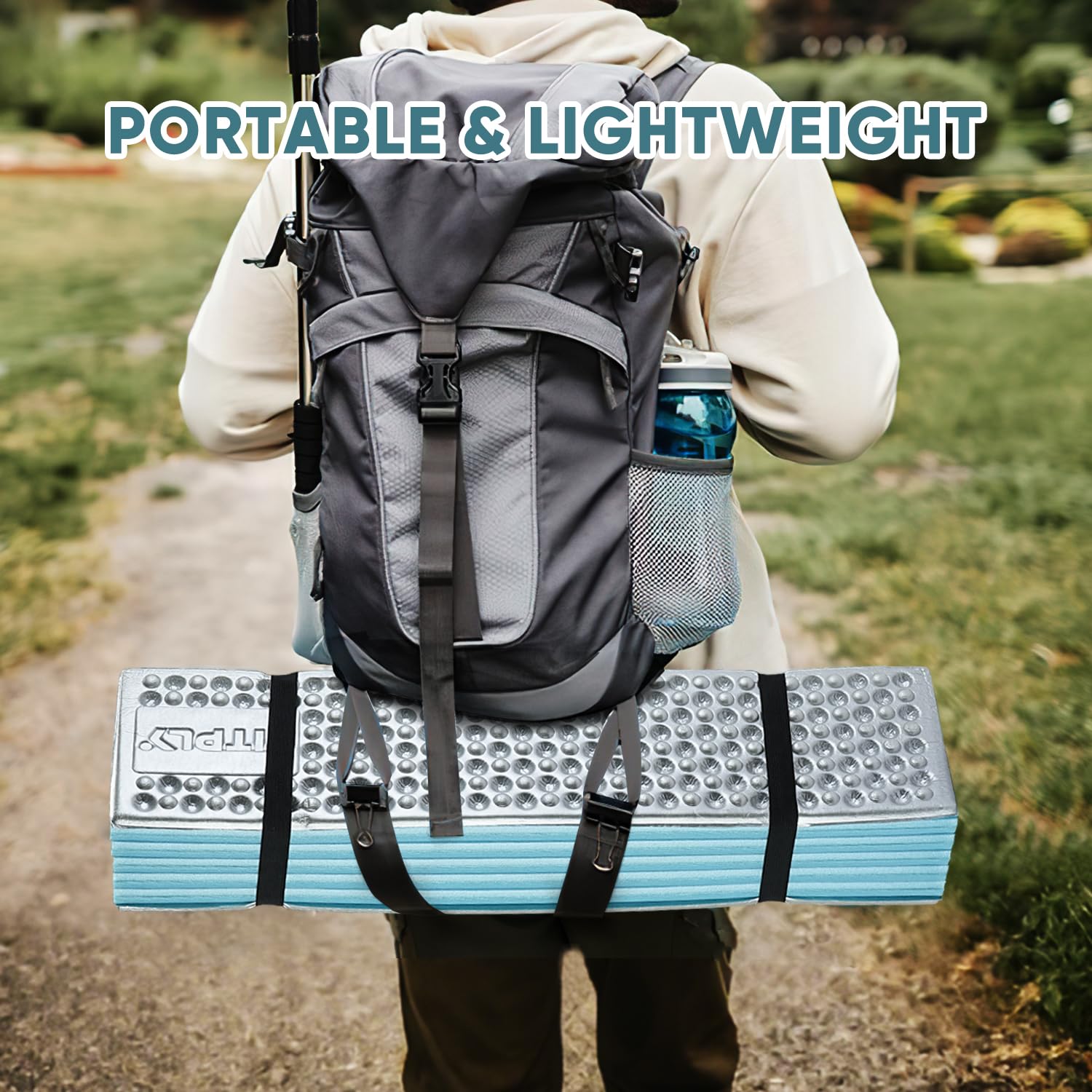 Ultralight Foam Sleeping Pad, Waterproof Closed Cell Foam Pad for Superior Insulation, Folding Sleeping Mat for Compact Storage, Foldable and Portable for Hiking and Camping (Blue)