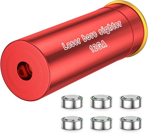 EZshoot Laser Bore Sight - 12 Gauge Red Dot Boresighter with 2 Battery Sets for Precision Shooting