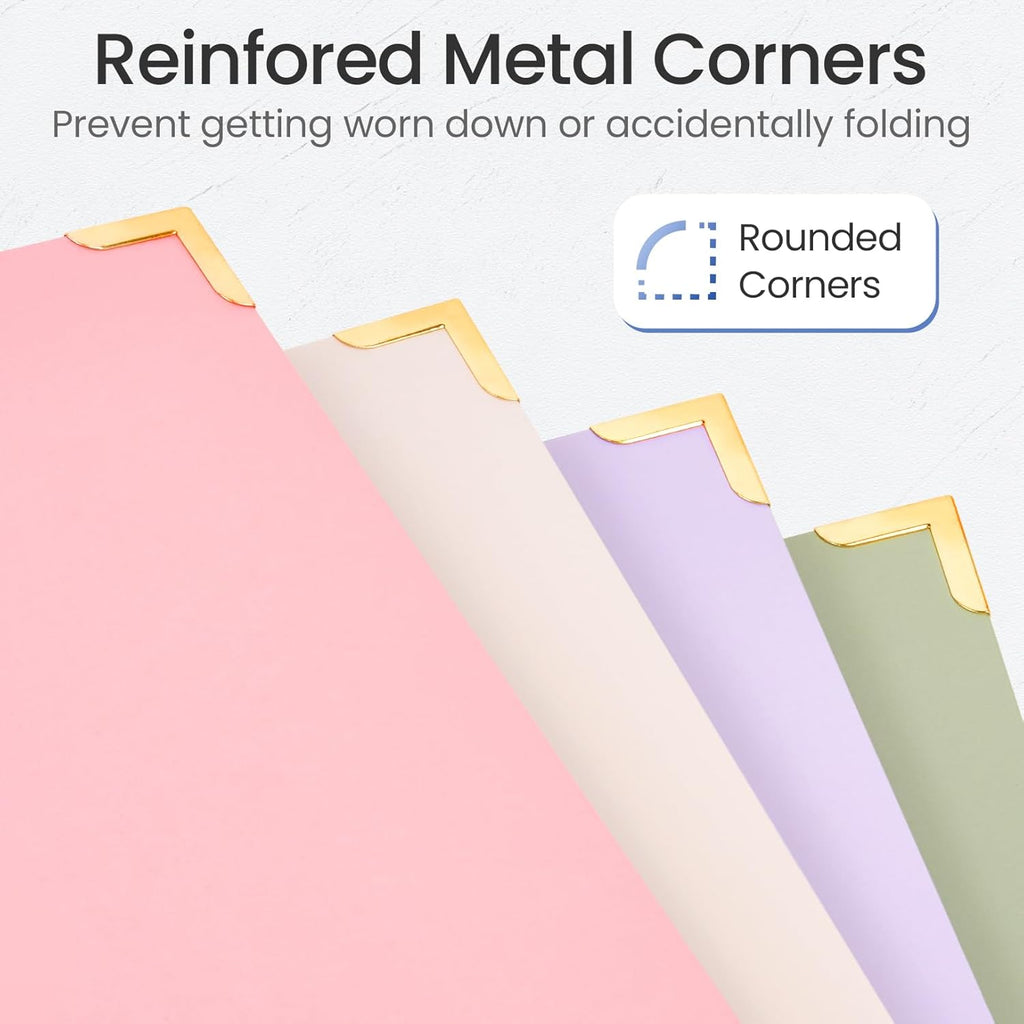 Sooez 1 Inch Cute 3 Ring Binder - Gold Foil & Metal Corners | Recipe Binder for 8.5" x 11" Paper