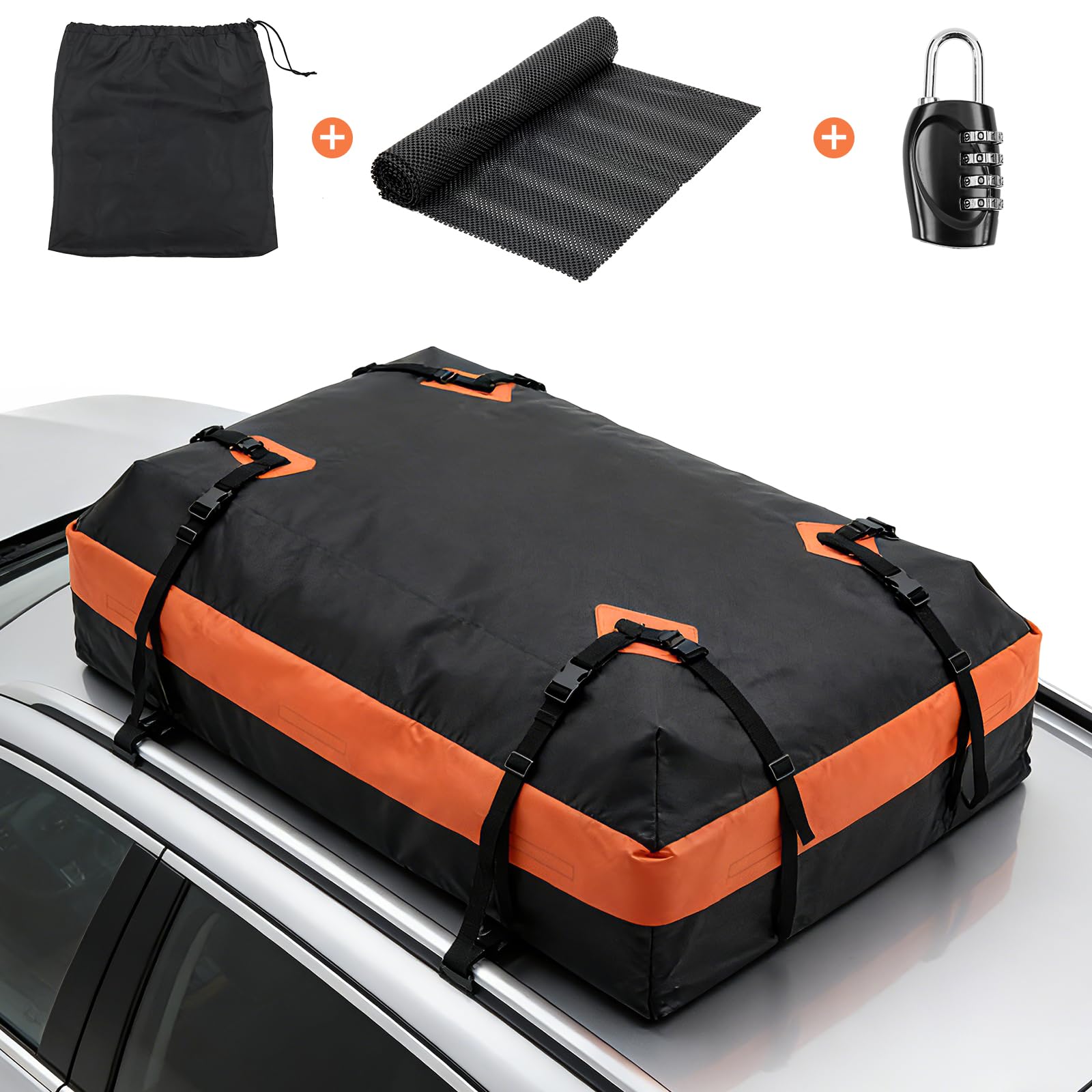 DUMOS Car Rooftop Cargo Carrier 15 Cubic Feet, Car Roof Waterproof PVC Bag
