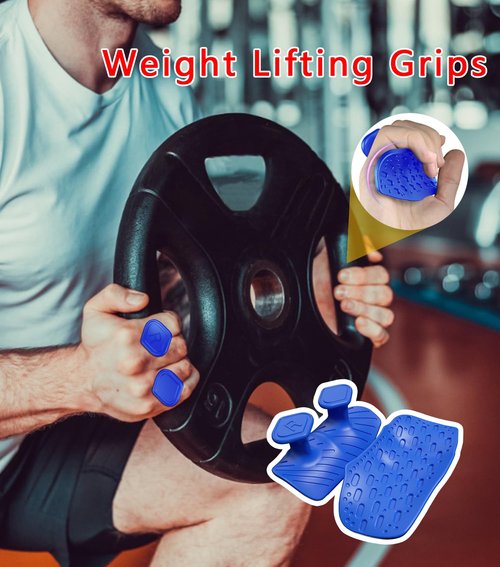FVVWVV Weight Lifting Grips for Men Women, Ergonomics Workout Silicone Gym Grips Pads for Palm Protection, for Weight Lifting, Pull-Ups, Gym Training and Exercise (Blue (1 Pair) & Purple (1 Pair))
