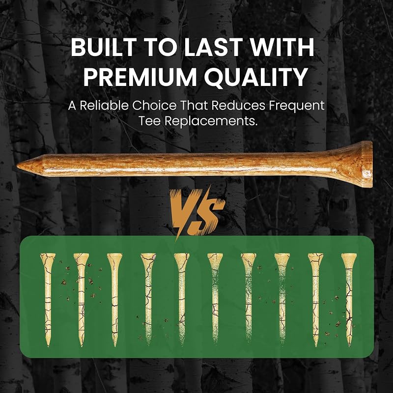Brown 2 3/4 Inch Wood Golf Tees 50 Pack - 5x Stronger, Height Marker