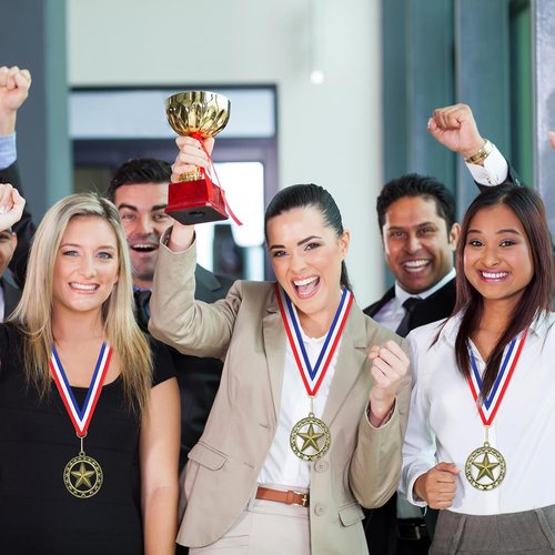 Gold Star Medals - 24 Pcs 2'' Winner Medals with Neck Ribbon | Perfect for Sports Awards & Competitions