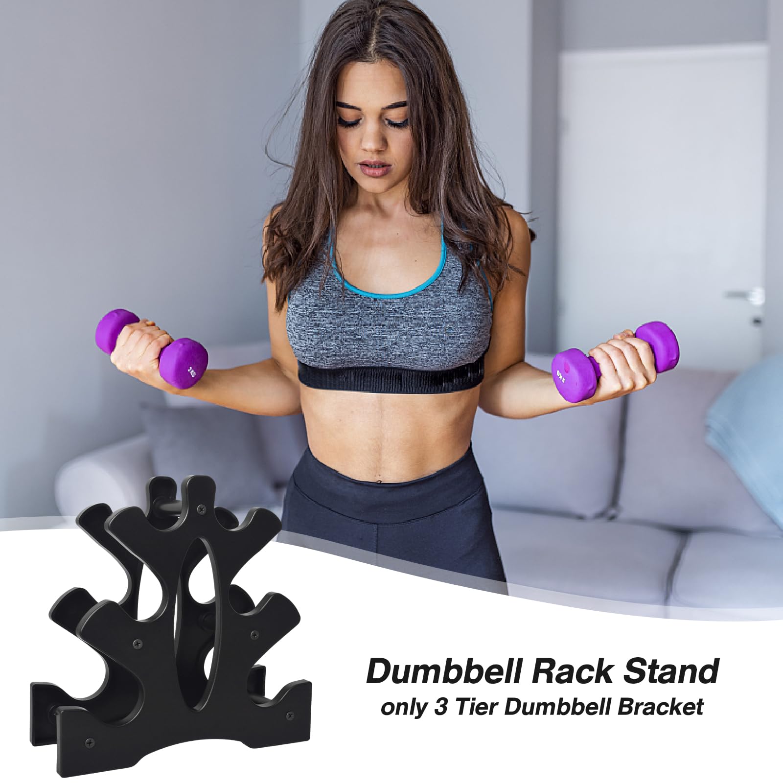 Weight Rack for Dumbbells 3 Tier, Plastic Dumbell Rack, Compact Weight Holders for Free Weights, Space Saver, Small Weight Storage Racks for Home Gym Organization, Max Load 22 lb (Without Dumbbells)