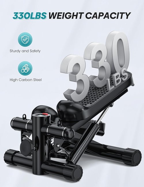 Mini Portable Stepper Machine - 330LBS Capacity, Adjustable Height & LED Monitor for Full Body Workout