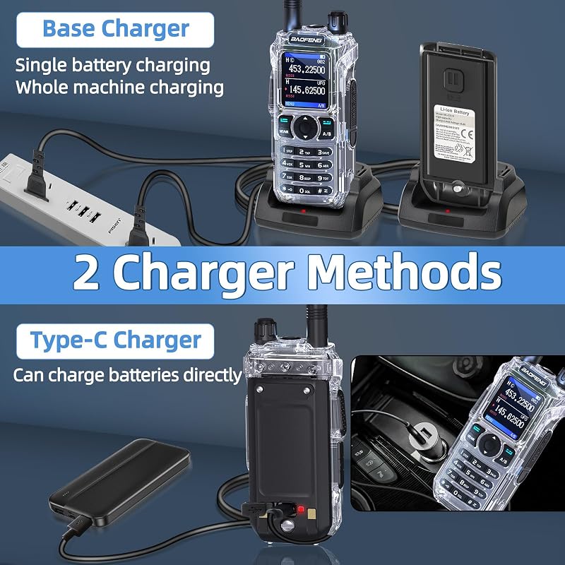 Baofeng UV-21R 999 Channels Two-Way Radio Handheld – Long Range 3-5 Mile, VOX, NOAA Weather, 771 Antenna (2 Pack) Variation: Clear