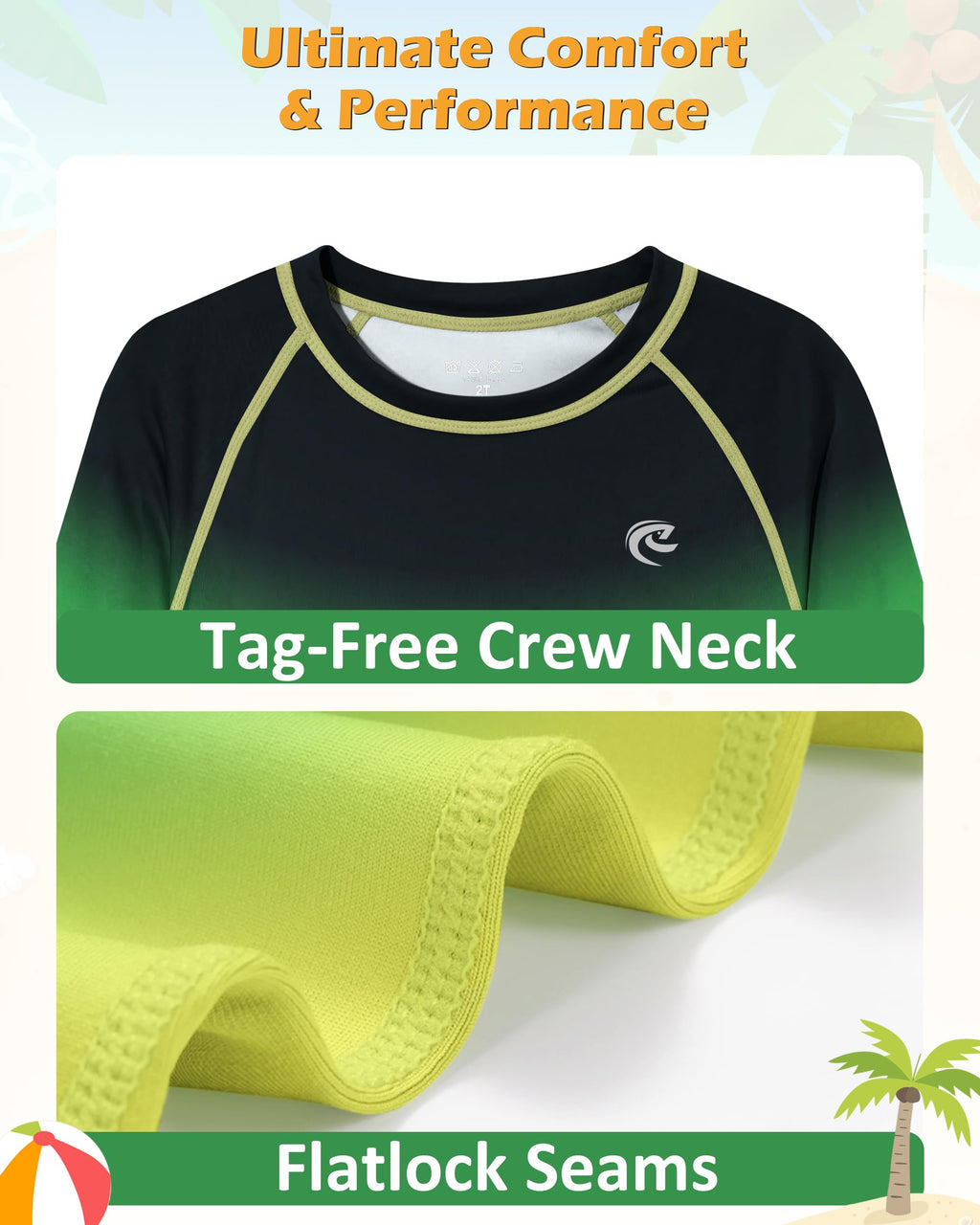 Boys UPF 50+ Swim Shirt Long Sleeve, 1 or 2 Pack UV Sun Protection Rash Guard, Youth Kids SPF Water Shirts for Beach Surf