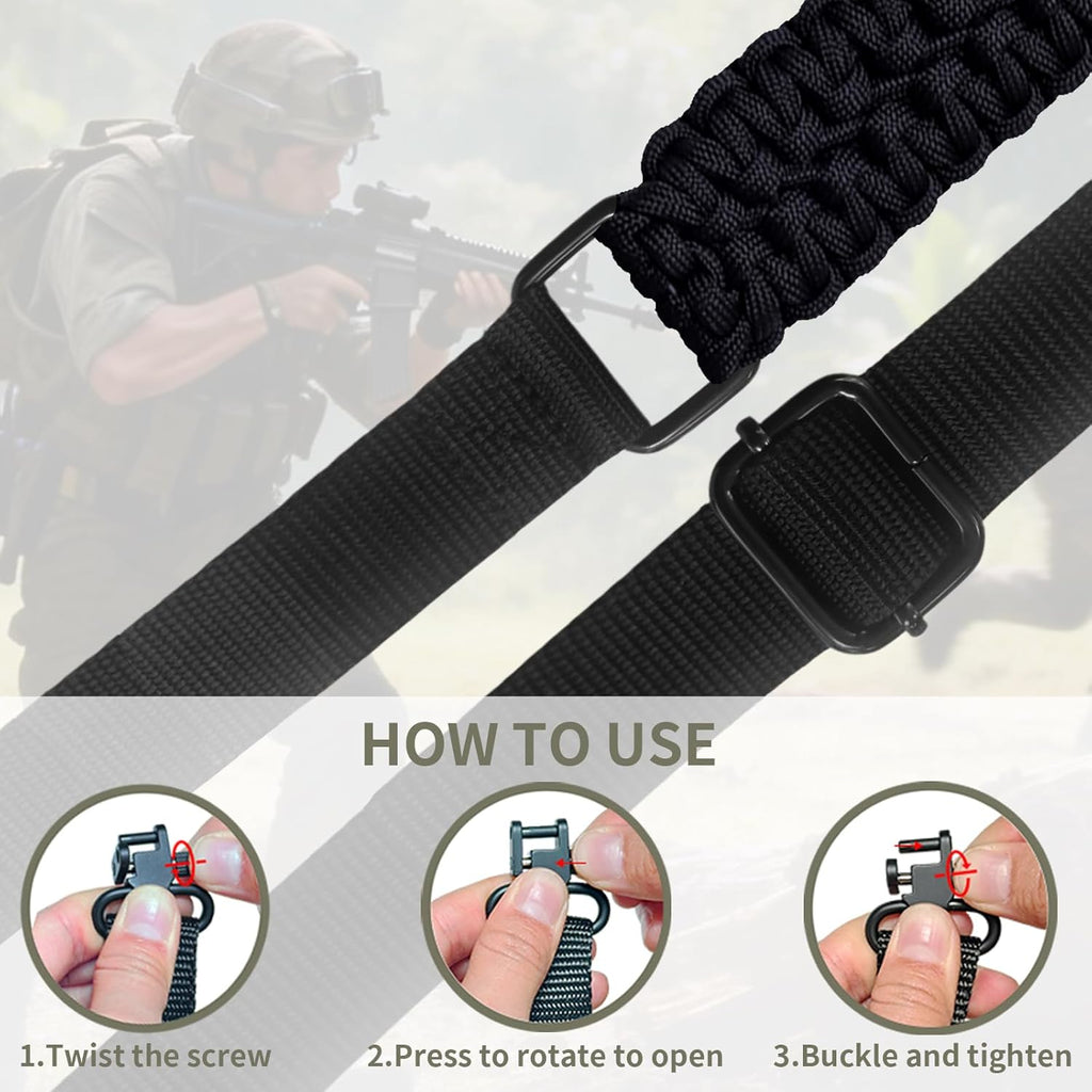 Skiennix Adjustable Paracord Rifle Sling - Heavy-Duty 2-Point Design for Hunting | Includes Swivel Mount