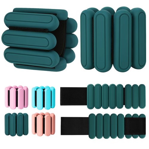 Adjustable Wrist & Ankle Weights Set of 2(1Lbs Each), Premium Silicone Wearable Weight Bracelets, Fits for Yoga, Pilates, Home Gym Workout, Dance, Pool Exercises, Jogging, Cardio, Strength Training (Green)