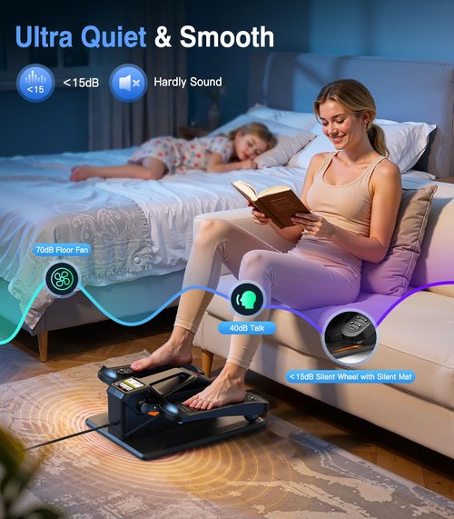 Under Desk Elliptical Machine, Portable Electric Elliptical Exercise Equipment with 12 Adjustable & 3 Automatic Speeds, Ellipse Leg Pedal Exerciser While Sitting for Seniors, Adults