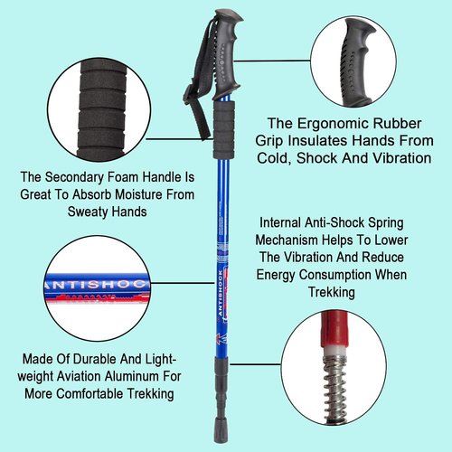 Aihoye Hiking Trekking Poles, 4 Pack Collapsible,Lightweight, Anti Shock, Walking Sticks,Adjustable Hiking Pole for Men and Women