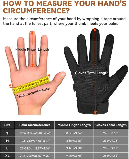 KUMGIM Tactical Gloves - Touchscreen Motorcycle & Airsoft Gloves for Men & Women | Black & Tan
