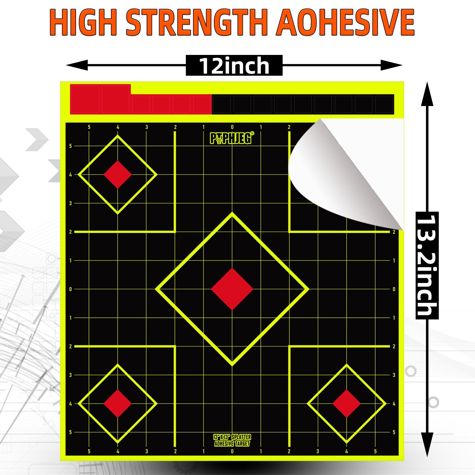 PTPHJEG 12x13 Inch Splatter Adhesive Fluorescent Yellow Shooting Target Stickers - Compatible with Handguns, Rifles, BB Guns, Airsoft, Pellet Guns (25 Pack)