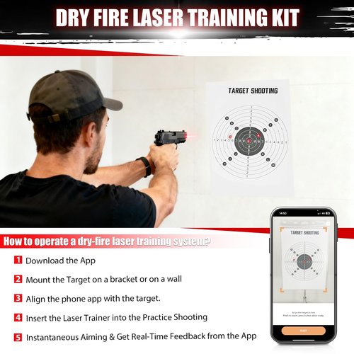 JKLESA Dry Fire Laser Training System, Laser Shooting Training, Compatible with 9mm/.38SPL Caliber, for Shooting Training Practice, Free App, Includes Laser Training Cartridge & Dozens of Drills